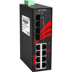 12-port industriell Gigabit PoE + -omkopplare, 8 x RJ45, 4 x SFP, -40 ° till 75 ° C