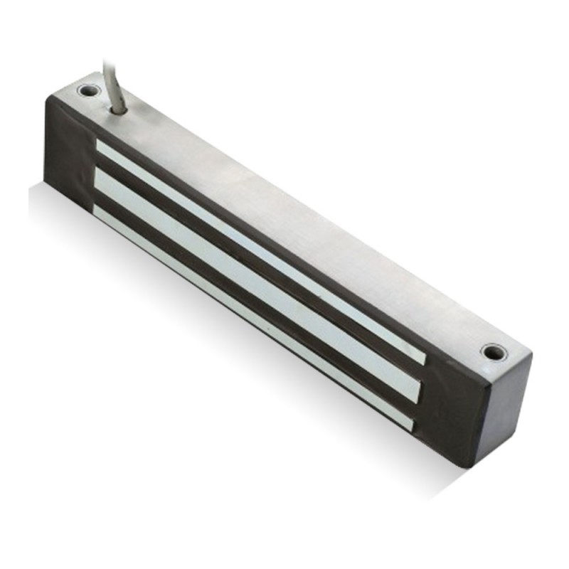 Vattentät mini dörrmagnet, håller kraft upp till 272 kg. 12 / 24VDC omkoppling