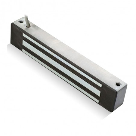 Vattentät mini dörrmagnet, håller kraft upp till 272 kg. 12 / 24VDC omkoppling