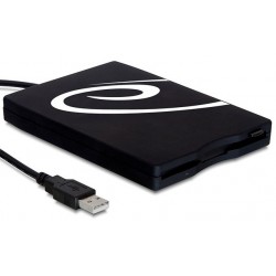 Eksternt USB floppy - diskettedrev til 3,5" disketter, forsynes via USB, Plug & Play, Sort