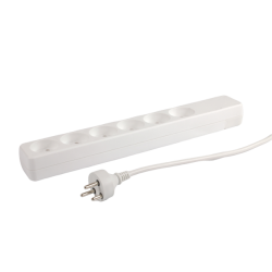 Uttag med 6 uttag och jord, 7m kabel