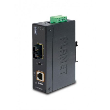 Mediaomvandlare 1000Mbit Multi Mode fiber SC, 10/100/1000Mbit RJ45, PoE+