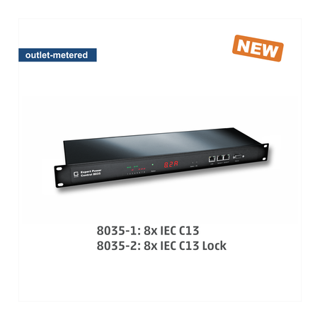 PDU 8 x 230VAC-utlopp 10A. ON / OFF-utgångar via nätverk. Energimätning