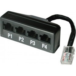 splitter för 1x RJ45 till 4x RJ11-portar (RJ45 honkontakt) - Adapter