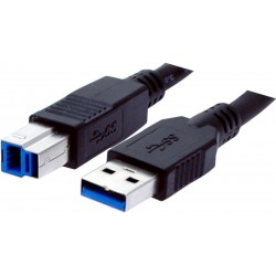 USB 3.0-kabel, A jane - B jane, AWG28, svart, 1.8m