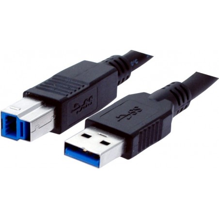 USB 3.0-kabel, A jane - B jane, AWG28, svart, 1.8m