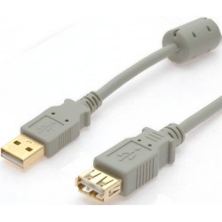 USB2 kabel, A hane - En hona med ferritillkerne, 2 m