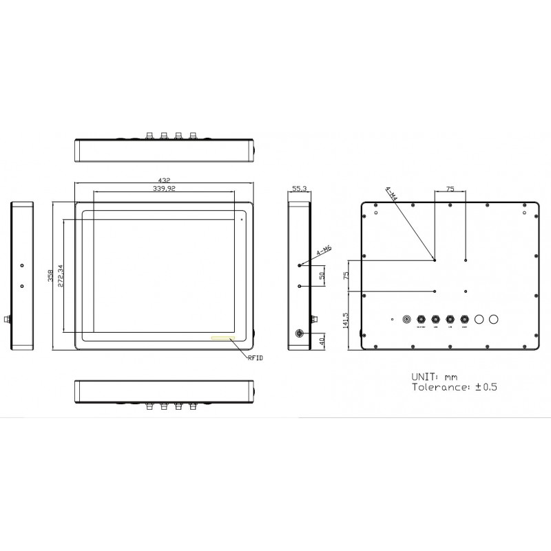 15 "17" 19 "Panel PC i3 ​​/ i5 vatten- och dammtålig, pcap touch, 1000Nits Höga nits, mjölk, Medico panel PC / 19