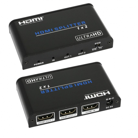 HDMI Splitter 1 till 2 DCHP, EDID 1 4K, LPCM 7.1-kanal, Dolby TrueHD, DTS-HD Master Audio