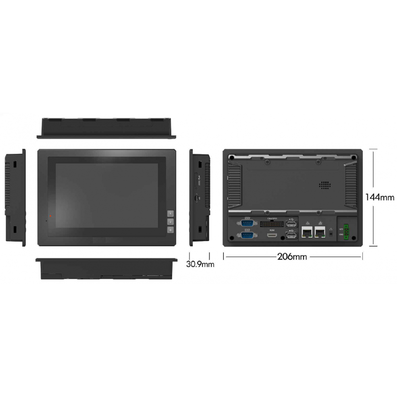 7" Panel PC med touch till bil, lastbil användning, med digital I/O, RS232 RS422 RS485, 4G