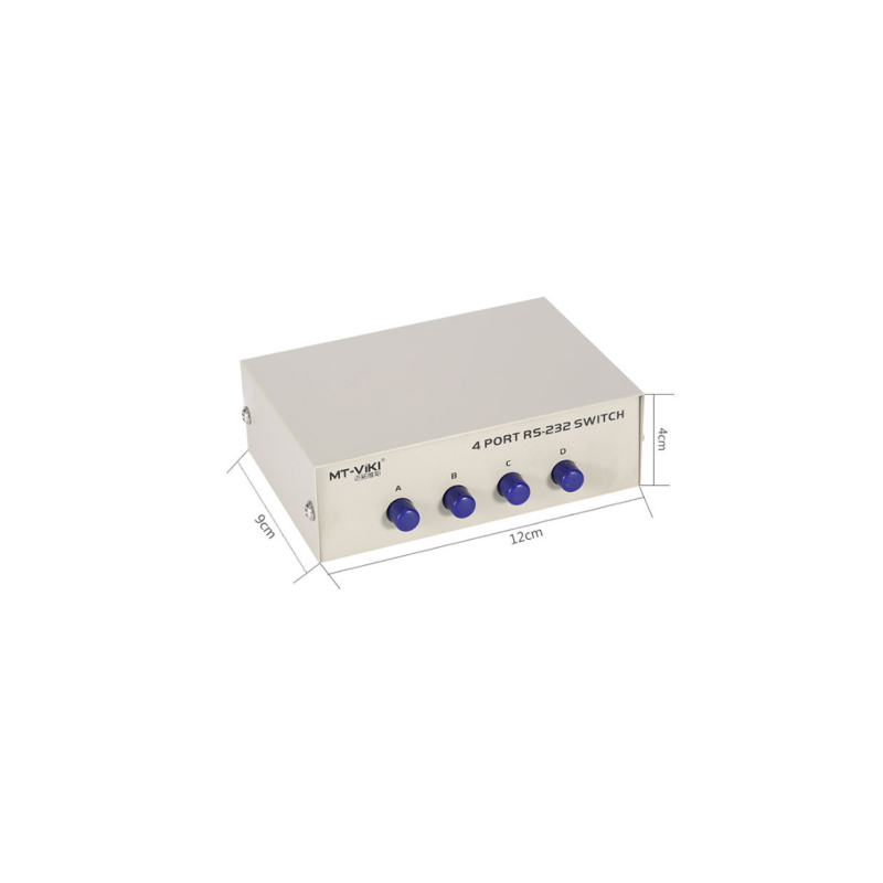 4-portars manuell seriell switch RS232/485 till DB9 hankontakt. För enkel testanvändning