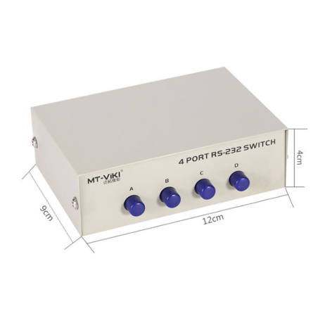 4-portars manuell seriell switch RS232/485 till DB9 hankontakt. För enkel testanvändning