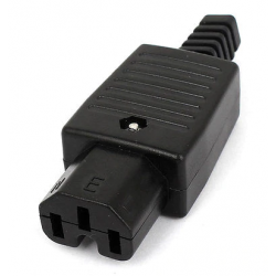 IEC C15 strömkontakt hona med mark för sladd Apparatintag 3pin, svart, AC 250V 10A