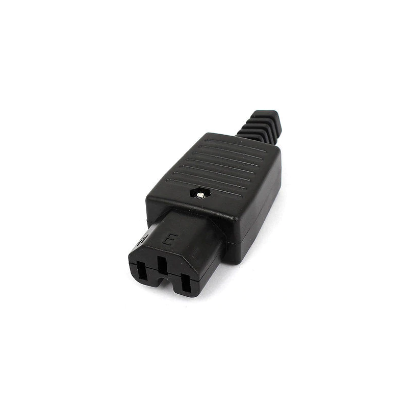 IEC C15 strömkontakt hona med mark för sladd Apparatintag 3pin, svart, AC 250V 10A