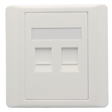 RJ45 frontpanel för väggmontage - Keystone - 2 portar - Uttag
