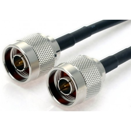 Koaxialkabel N-hane till N-hane, antennkabel 50 ohm, svart, LLC400, Ø10mm