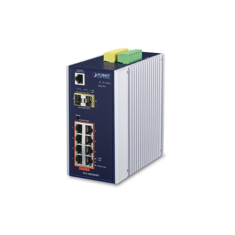 8-portars Gigabit-hanterad switch. PoE+ och 2 fiberportar för 100/1000/2500Mbit SFP fibermodul