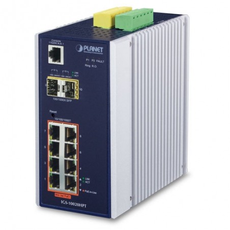 8-portars Gigabit-hanterad switch. PoE+ och 2 fiberportar för 100/1000/2500Mbit SFP fibermodul