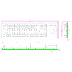 IP65 rostfritt stål tangentbord med styrkula robust och vattentät, USB, Nordic karaktär