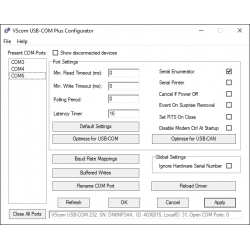 USB-4COM Plus ISO, RS232 via USB, RS422 via USB, RS485 via USB, Seriell via USB