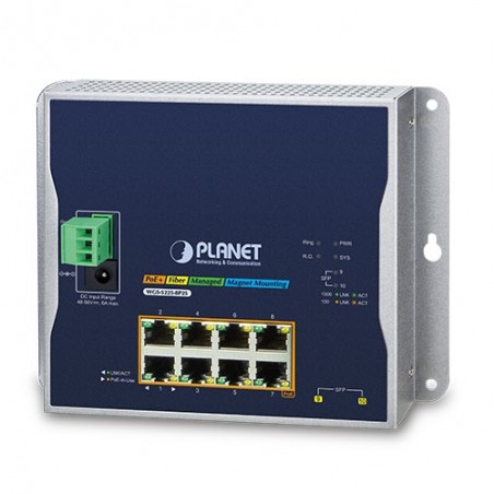 8 portar Managed switch 8 x 10/100/1000Mbit RJ45. Fiber 2 x 100/1000Mbit SFP. PoE+