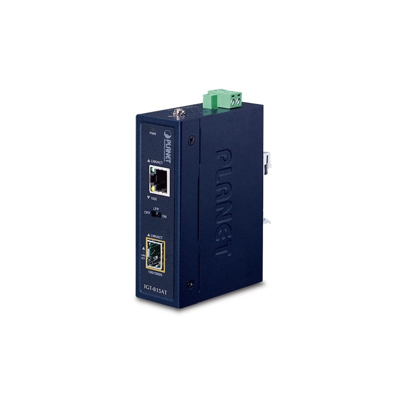 En port Media Omvandlare med en x SFP slot 100 / 1000Mbit och 1 x Gbit RJ45 port,