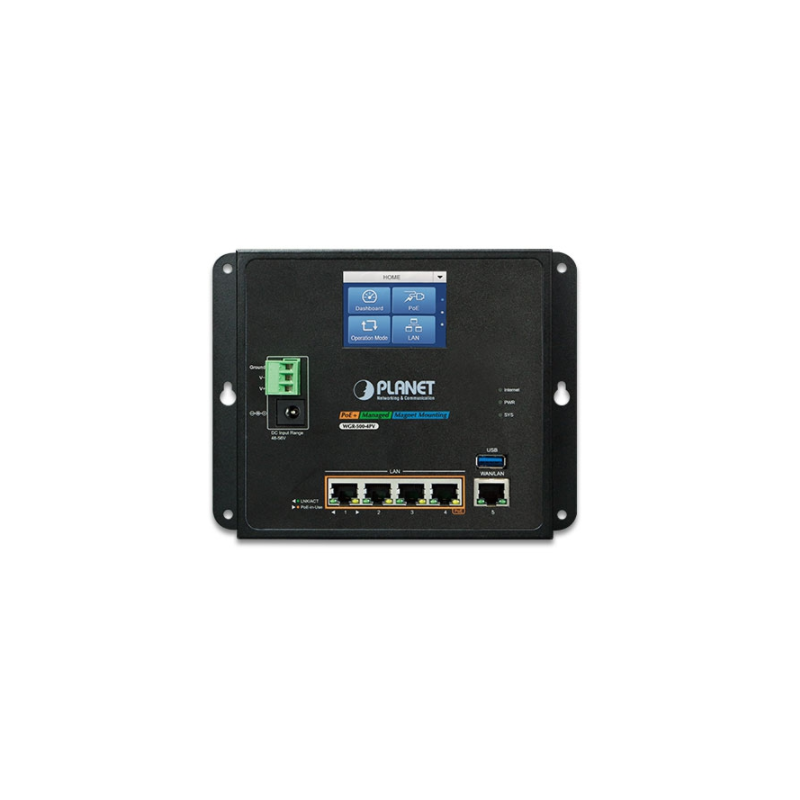 4 Port Industrial Router med PoE +, LCD haneeeeagement, 10/100 / 1000Mbit