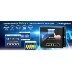 4 Port Industrial Router med PoE +, LCD haneeeeagement, 10/100 / 1000Mbit