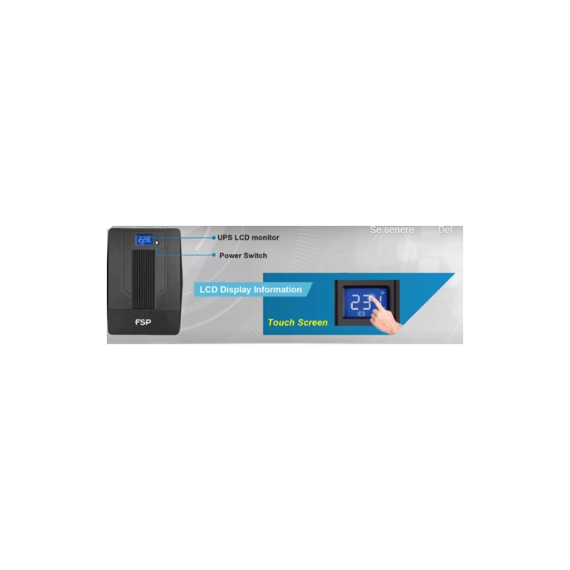 2 kVA / 1.2kW UPS avbrottsfri strömförsörjning med LCD-indikator.
