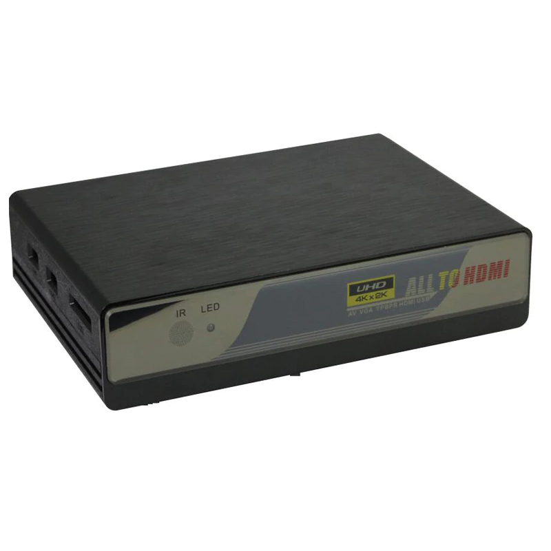 Videoomvandlare till HDMI från Composite (CVBS) Video, Component (YPbPr), VGA, HDMI 2 x USB2.0 mediaminne till HDMI