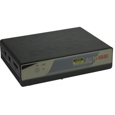 Videoomvandlare till HDMI från Composite (CVBS) Video, Component (YPbPr), VGA, HDMI 2 x USB2.0 mediaminne till HDMI