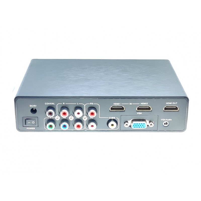 Videoomvandlare till HDMI från Composite (CVBS) Video, Component (YPbPr), VGA, HDMI 2 x USB2.0 mediaminne till HDMI