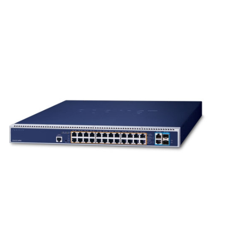24 port 10/100/1000Mbit RJ45 PoE++ 95W på alla 24 portar. 4 x Fiber porter. janeaged växel