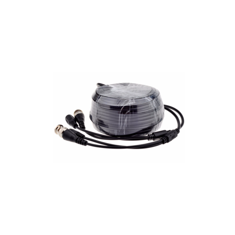 RG59-kabel med strömkabel, BNC-skärmad hane-hane, 75 ohm, power-jack hane/hona