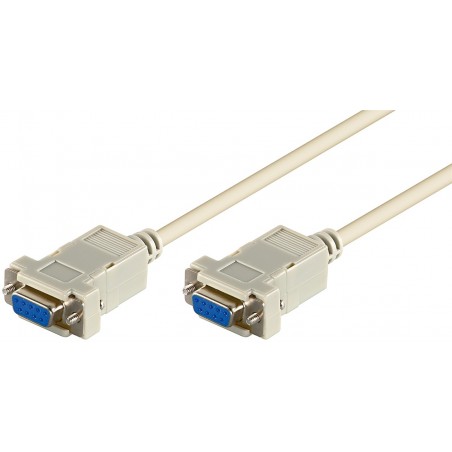 Nollmodem RS232 com-kabel med 2 x DB9-hona, 28 AWG, grå, 2 m