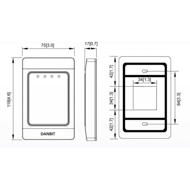 RFID-läsare 13,56MHz Mifare, Vattentät - DECIMAL 8 siffror, 32bit, HID - keybord emulering