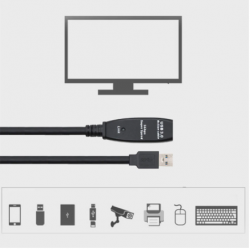 10m Active USB 3.0 förlängningskabel med signalförstärkare