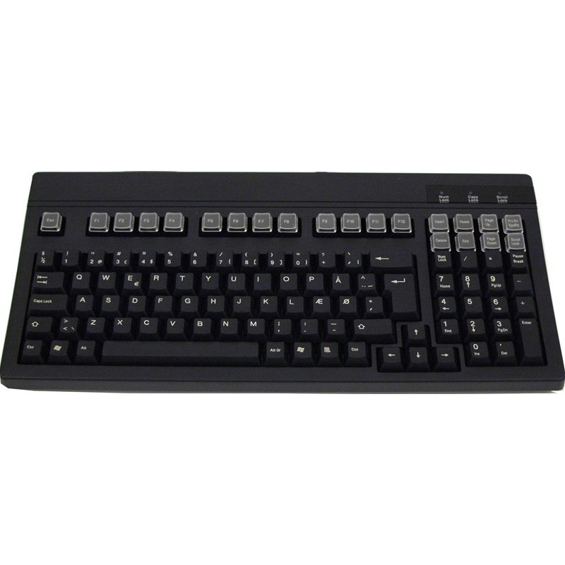 Svart tangentbord för PS/2 - PS2-kontakt mini DIN6 Danska teckenuppsättningsfunktionstangenter