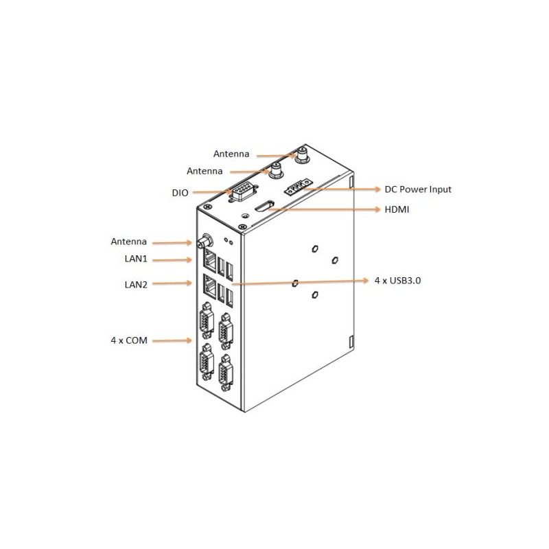 PC N4200, RS232, USB, isolerad DB9, RS232/422/485, 4USB, 2xLAN, ICO300-83B CPU-N4200