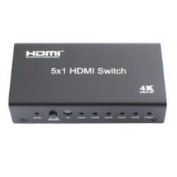 4K HDMI-omkopplare med 5 HDMI-ingångar och 1 HDMI-utgång fjärrstyrd