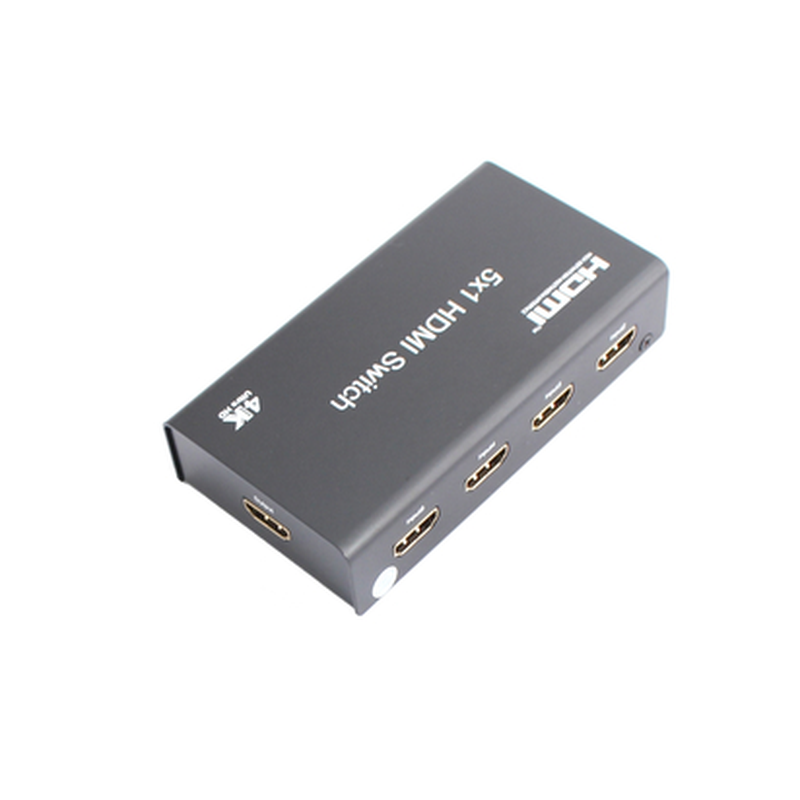 4K HDMI-omkopplare med 5 HDMI-ingångar och 1 HDMI-utgång fjärrstyrd