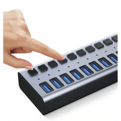 Kraftfull laddare 10 x USB Laddningsstation 2.4a, 1a [USB En hona, 5V 21A, 105W] - Binär Teknik AB