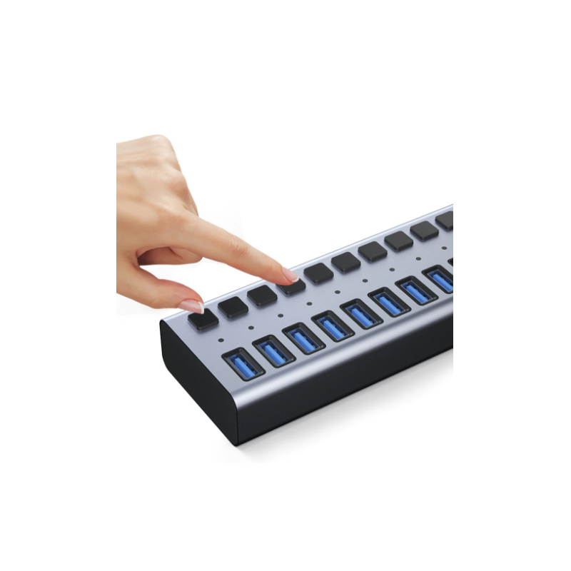 Kraftfull laddare 10 x USB Laddningsstation 2.4a, 1a [USB En hona, 5V 21A, 105W] - Binär Teknik AB
