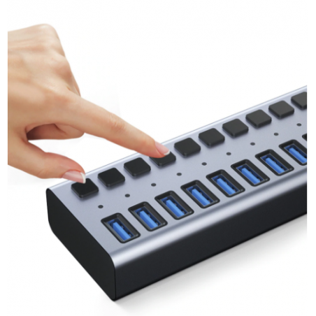 Kraftfull laddare 10 x USB Laddningsstation 2.4a, 1a [USB En hona, 5V 21A, 105W] - Binär Teknik AB