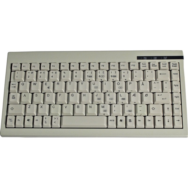 Beige PS/2 mini-tangentbord, 89 tangenter - US Teckenuppsättning