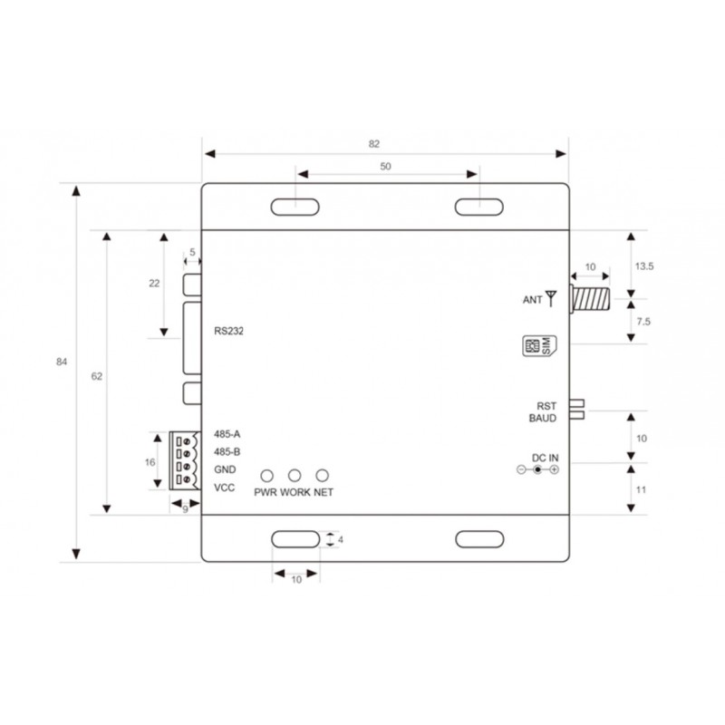 4G LTE RS232 RS485 seriellt modem