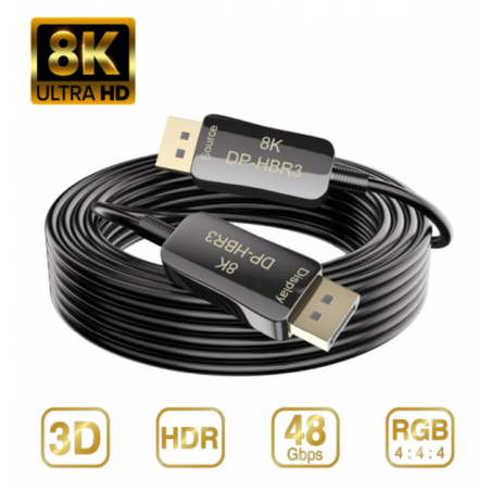 8K Fiber Displayport 1.4 AOC-kabel, 10m, 32,4Gbps, HDR, 3D, 5mm