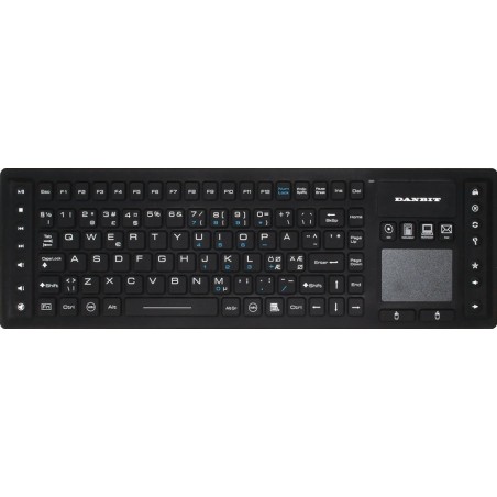 Trådlöst IP68 medicinskt tangentbord med pekplatta-mus & nordisk layout i svart