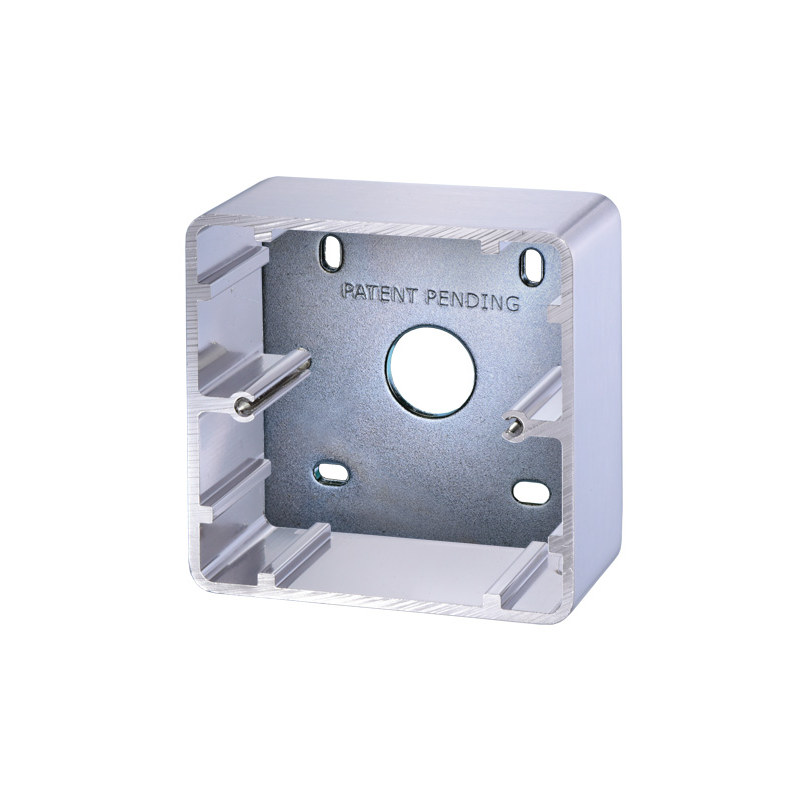 Robust utgångsknapphus i aluminium: 85 x 85 x 38 mm