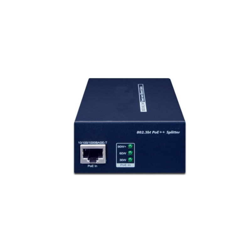 Gigabit PoE++ splitter (60W) för PoE-data och 12VDC/5A eller 19VDC/3.2A eller 24VDC/2.5A ut